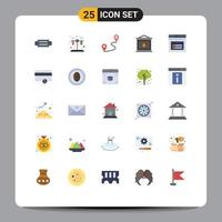 25 Universal Flat Color Signs Symbols of website page pin internet lantern Editable Vector Design Elements