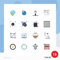 16 User Interface Flat Color Pack of modern Signs and Symbols of position target code route search Editable Pack of Creative Vector Design Elements