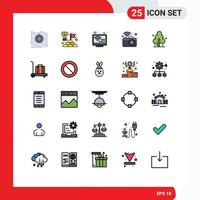 Pack of 25 Modern Filled line Flat Colors Signs and Symbols for Web Print Media such as signal dslr gold communication tv Editable Vector Design Elements