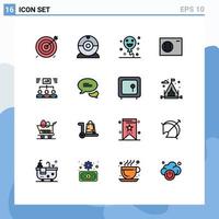 User Interface Pack of 16 Basic Flat Color Filled Lines of task group balloons team conditioner Editable Creative Vector Design Elements