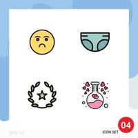 4 Universal Filledline Flat Color Signs Symbols of emoji feature sad children films Editable Vector Design Elements