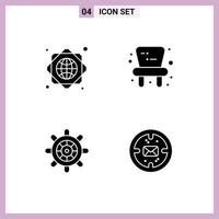 Set of 4 Modern UI Icons Symbols Signs for global infrastructure business baby boat message Editable Vector Design Elements