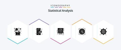 Statistical Analysis 25 Glyph icon pack including target. achievement. graph. marketing. bow vector