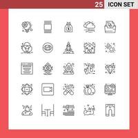 Set of 25 Vector Lines on Grid for folder document folder venture document windy Editable Vector Design Elements