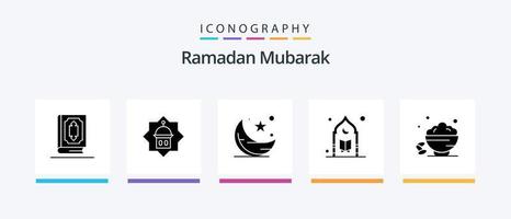 Ramadan Glyph 5 Icon Pack Including mosque. islam. islam. ramadhan. star. Creative Icons Design vector