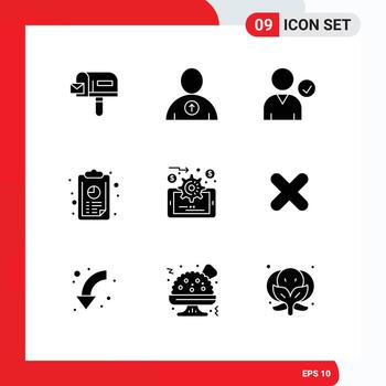 9 Thematic Vector Solid Glyphs and Editable Symbols of cancel online evaluation use data management graph Editable Vector Design Elements