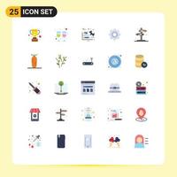 Mobile Interface Flat Color Set of 25 Pictograms of direction wheel file gear basic Editable Vector Design Elements