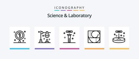 Ciencias línea 5 5 icono paquete incluso mascarilla. ciencia. gravedad. laboratorio. química. creativo íconos diseño vector