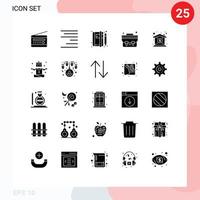 Pictogram Set of 25 Simple Solid Glyphs of price student bag notepad school bag news Editable Vector Design Elements