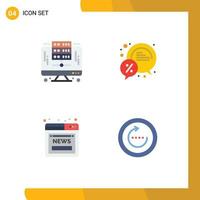 4 Thematic Vector Flat Icons and Editable Symbols of computer article server discount online Editable Vector Design Elements