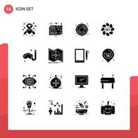 Set of 16 Commercial Solid Glyphs pack for hobbies plant edit flower decoration Editable Vector Design Elements