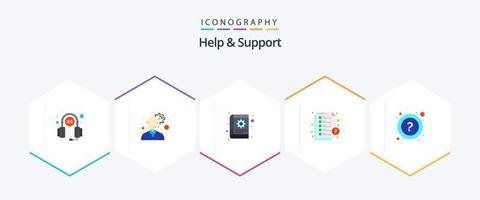 Help And Support 25 Flat icon pack including support. faq. content. support. help vector