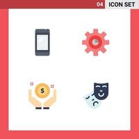 4 Universal Flat Icons Set for Web and Mobile Applications phone business huawei marketing money Editable Vector Design Elements