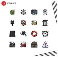 Modern Set of 16 Flat Color Filled Lines and symbols such as medical future computers bot printer Editable Creative Vector Design Elements