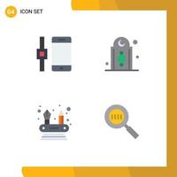 Pack of 4 creative Flat Icons of connect competencies decoration tower code Editable Vector Design Elements