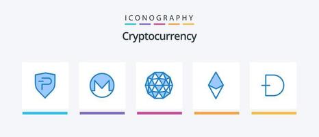 Cryptocurrency Blue 5 Icon Pack Including coin. ethereum. qtum. currency. bill. Creative Icons Design vector