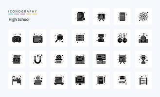 25 High School Solid Glyph icon pack vector