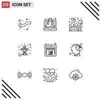 Set of 9 Modern UI Icons Symbols Signs for shop sign couch religion christian Editable Vector Design Elements