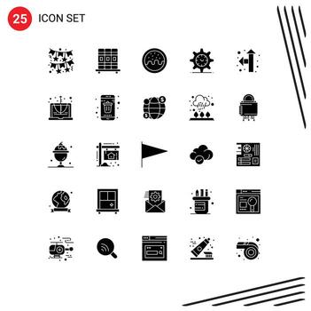 Modern Set of 25 Solid Glyphs Pictograph of calculate pointer donut direction time Editable Vector Design Elements