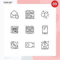 Stock Vector Icon Pack of 9 Line Signs and Symbols for learning online forward tax payment Editable Vector Design Elements