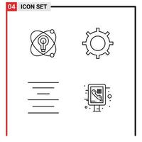 4 Creative Icons Modern Signs and Symbols of atom center bulb set info graphic Editable Vector Design Elements