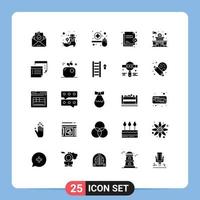 Group of 25 Modern Solid Glyphs Set for building security feeding protection deny Editable Vector Design Elements