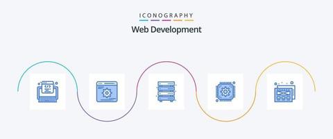 Web Development Blue 5 Icon Pack Including mockup design. development. data. setting. web vector