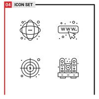 Pack of 4 Modern Filledline Flat Colors Signs and Symbols for Web Print Media such as data goals network web desk Editable Vector Design Elements