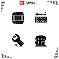 Pictogram Set of 4 Simple Solid Glyphs of architecture settings prison drawing installation Editable Vector Design Elements