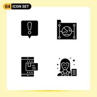 User Interface Pack of 4 Basic Solid Glyphs of chat error online cloud file rate Editable Vector Design Elements