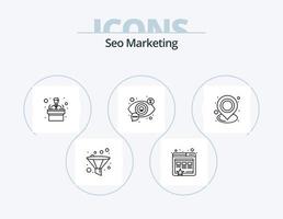 Seo Marketing Line Icon Pack 5 Icon Design. checkout. marketing. seo. video. media vector