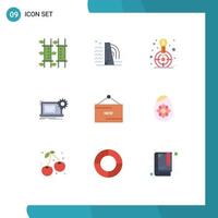 Set of 9 Modern UI Icons Symbols Signs for engineering circuit industry blueprint goal Editable Vector Design Elements