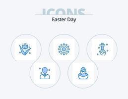 Easter Blue Icon Pack 5 Icon Design. easter. spring. egg. flower. flower vector