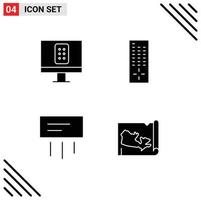 4 User Interface Solid Glyph Pack of modern Signs and Symbols of control canada air home 98 Editable Vector Design Elements