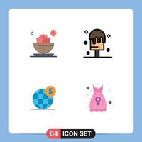 Mobile Interface Flat Icon Set of 4 Pictograms of center global spa ice globe Editable Vector Design Elements