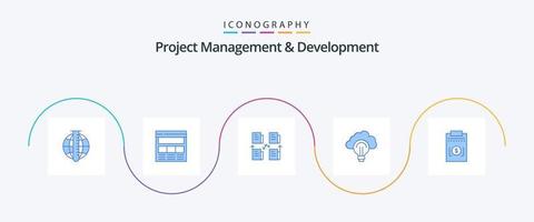 Project Management And Development Blue 5 Icon Pack Including bulb. idea. web. privacy. folder vector