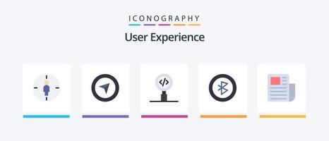 User Experience Flat 5 Icon Pack Including text. document. coding. signal. bluetooth. Creative Icons Design vector