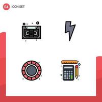 4 Filledline Flat Color concept for Websites Mobile and Apps audio process recorder ui tools Editable Vector Design Elements