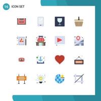 Set of 16 Modern UI Icons Symbols Signs for snooker shapping android cart photo Editable Pack of Creative Vector Design Elements