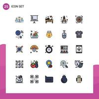 Set of 25 Modern UI Icons Symbols Signs for tool compass desk circle workplace Editable Vector Design Elements