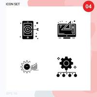 4 Universal Solid Glyph Signs Symbols of digital analytics creative graphic market Editable Vector Design Elements