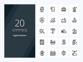 20 Hygiene Routine Outline icon for presentation vector