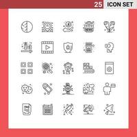 Set of 25 Modern UI Icons Symbols Signs for live world wide dedicated profit money Editable Vector Design Elements