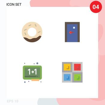 Set of 4 Modern UI Icons Symbols Signs for bread education aperture exit school Editable Vector Design Elements