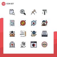 Set of 16 Modern UI Icons Symbols Signs for media newsletter looked news shaver Editable Creative Vector Design Elements