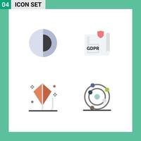 Pictogram Set of 4 Simple Flat Icons of science child sun lock kite Editable Vector Design Elements