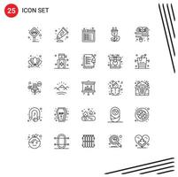 Stock Vector Icon Pack of 25 Line Signs and Symbols for course plug paint energy web Editable Vector Design Elements