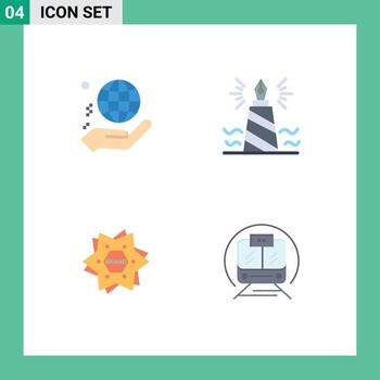 Modern Set of 4 Flat Icons Pictograph of hand edit world write branding Editable Vector Design Elements