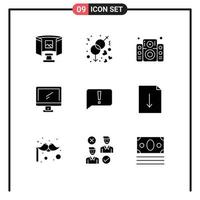 Modern Set of 9 Solid Glyphs Pictograph of chat imac music device computer Editable Vector Design Elements