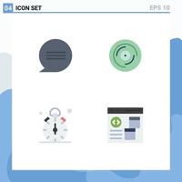 Stock Vector Icon Pack of 4 Line Signs and Symbols for chat stop beat scratching timer Editable Vector Design Elements
